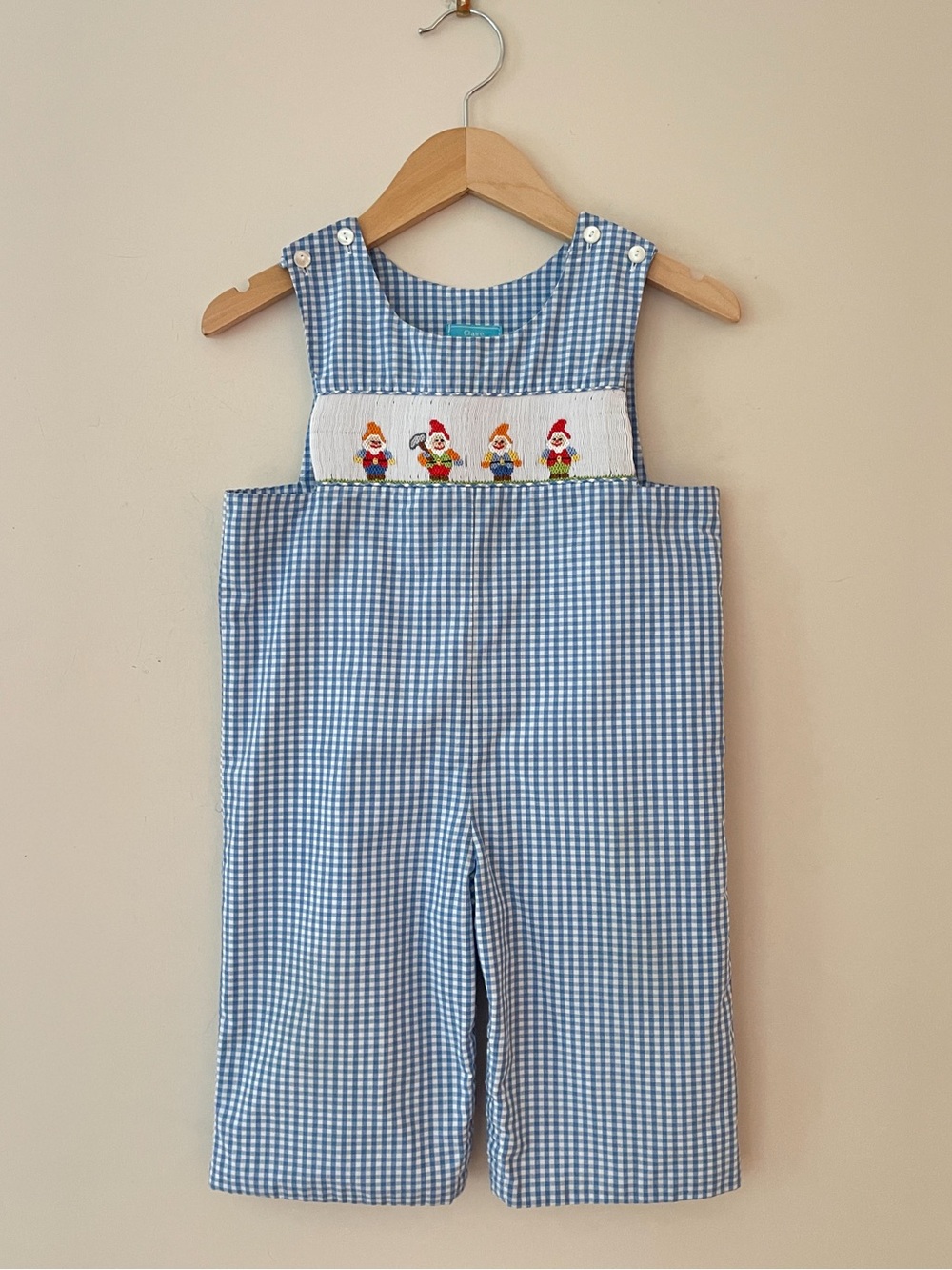 CLAIRE & CHARLIE Hand Smocked Disney Snow White Dwarfs Gingham Heirloom Jon Jon